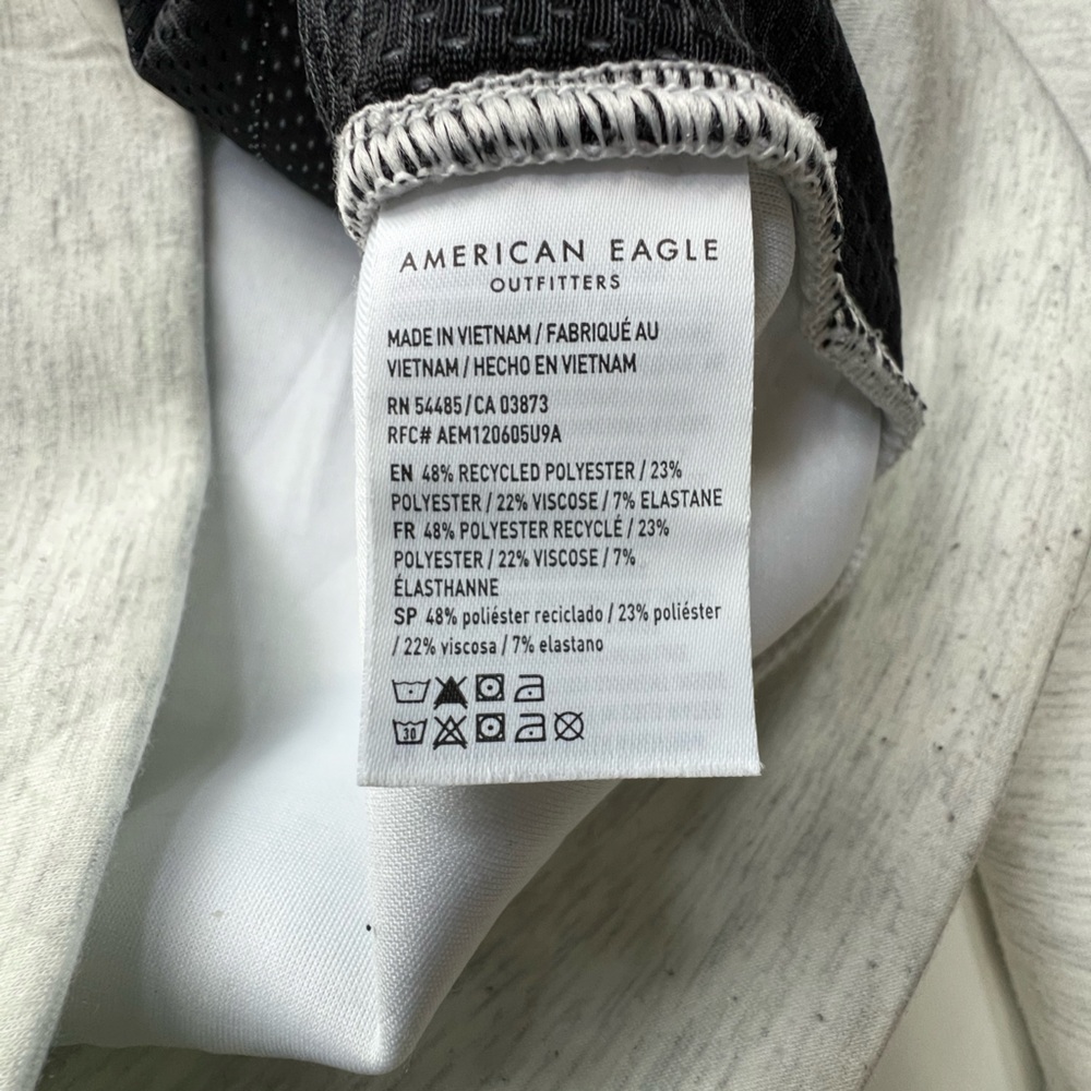 American Eagle Outfitters Heather Gray Full Zip Hoodie Jacket Black Logo Men’s M - Picture 4 of 4